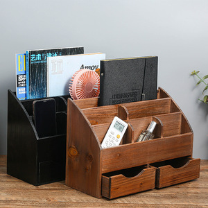 Solid Wood Desktop Organizer With Dividers And <b>Drawers</b> For Office Storage Rectangle Shape JLD2183 - Product Image 2