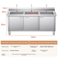 Évier commercial en acier inoxydable avec armoire, finition polie, capacité de charge de 500 kg, épaissi pour la décongélation des légumes en cuisine