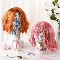 Tête de mannequin florale en toile de 22 pouces avec support pour salon, idéale pour la présentation de perruques, le coiffage, la pose de perruques, de chapeaux et la fixation d'écouteurs (avec trou de montage)