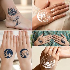 Nuovo Adesivo Temporaneo per Tatuaggi con Design Luna Crescente e Silhouette di Moschea, Trasferimento ad Acqua, Tatuaggi Fai-da-Te Dipinti a Mano per il Viso - Product Image 4