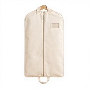 Housse de vêtement anti-poussière écologique en tissu de coton naturel avec fermeture éclair et poignée, sac de rangement pour usage domestique - Product Image 1