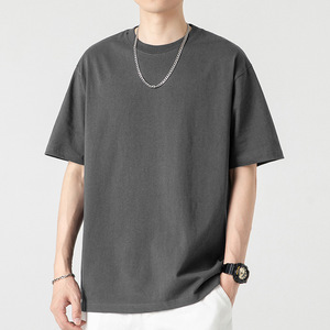 HEALY T-shirt da uomo a maniche corte, pesante 200g, semplice e versatile, vestibilità ampia, nuovo stile a mezza manica - Product Image 1