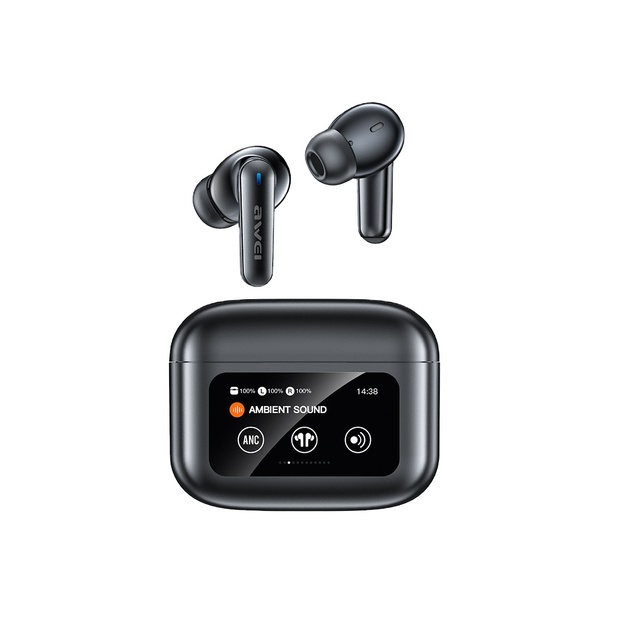 LED Color Touchscreen Digital Display ANC ENC Dual Noise Cancellation Wireless Headphones for 5.4 IPX45 Waterproof