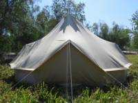 Luxe 4 Portes Toile Coton PVC Tissu Aluminium Poteau Cadre En Acier Monocouche Famille Randonnée 7m Cloche Glamping Tente