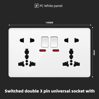 Prise murale universelle de haute qualité, 16A, 2 prises, ports USB A/C, style luxueux, protection IP21, facile à installer