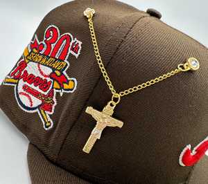 定制金属圆形钻石十字架吊坠独特魅力耶稣十字架项链女性时尚男士帽子别针 - Product Image 5