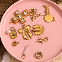 Nouvelle mode 18K or PVD placage acier inoxydable rétro personnalité bijoux à bricoler soi-même accessoires arc vague perle charme femme