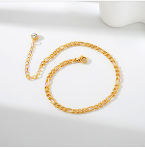 Chaîne de cheville cubaine en acier inoxydable, plaqué or 18 carats PVD avec étoile incrustée, <span class=keywords><strong>bracelet</strong></span> de pied étanche pour femme, bijou de pied hypoallergénique - Product Image 6