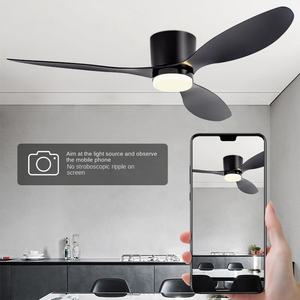 พัดลมเพดานมอเตอร์ DC แบบทันสมัยขนาด52นิ้วของสิงคโปร์พร้อมไฟ LED รีโมทคอนโทรลหรี่แสงได้สำหรับห้องนั่งเล่น - Product Image 3