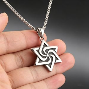 Yunnique-collar punk con colgante de estrella de seis puntas de acero inoxidable para hombre, diseño geométrico de molino de viento, joyería de moda - Product Image 1
