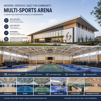 Structure en acier soudée pour arène de padel intérieure, gymnase polyvalent préfabriqué, design méditerranéen, haute résistance au vent 50