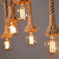 Luminaires LED E27 rétro Edison, lampes suspendues en corde de chanvre pour Restaurant et maison