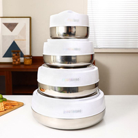 Ensemble de 4 casseroles grande capacité en acier inoxydable noir, chauffe-plats double couche, ensemble de marmites, boîte à lunch en plastique, récipient alimentaire