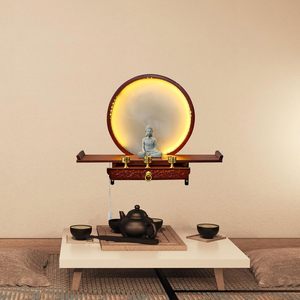 Tütsü teklifleri için LED ışık küçük budist kabine meditasyon ile duvara monte buda sunak raf Shrine - Product Image 4