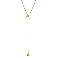 Collier ajustable en acier inoxydable plaqué or 18 carats, étanche, avec pendentif en forme de Y et nœud OT, bijoux de mode