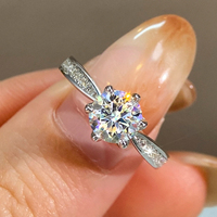 Certificat Gra personnalisé 925 argent Sterling plaqué rhodium 1Ct coupe ronde VVS1 D couleur Moissanite anneaux femmes mariage bijoux fins