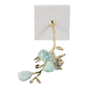 Sculpture d'arbre décorative pour la maison, base dorée avec pierres aquamarine, pour la décoration du salon, du bureau ou de la salle de bain - Product Image 6