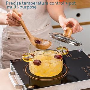 <span class=keywords><strong>Pot</strong></span> en verre Transparent résistant aux hautes températures épaissi ménage Double oreille soupe ragoût avec couvercle casserole de nouilles instantanées - Product Image 4