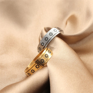 yunnique Men's Stainless Steel Flower <b>Ring</b> Silver Gold Retro Geometric Design Gift Jewelry 280681 - Product Image 2