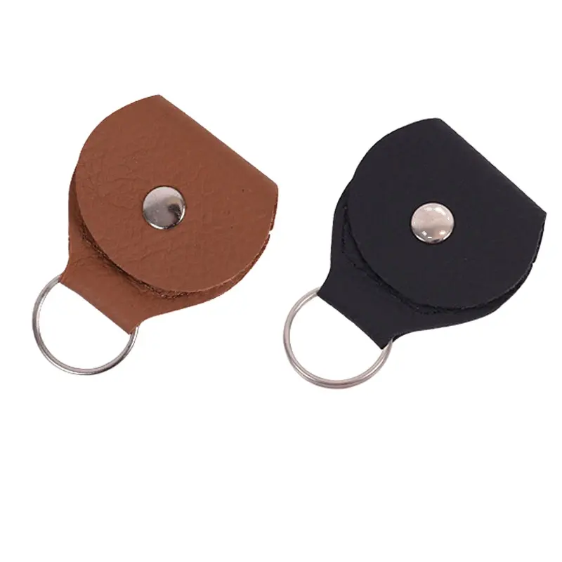 Bulk Soft PU Leather Key Chain Guitar Pick Holder Keychain Bag Soft Case Black/Brown Color Good Quality