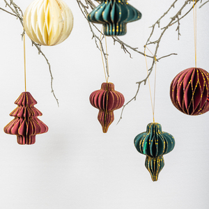 Christmas Honeycomb <b>Ball</b> Paper Lantern Origami Pendant Wine Red Hanging Decor for Christmas Wedding Home Party Decoration - Product Image 2