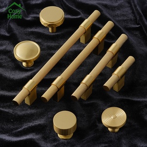 Soild Brass Handles for Cabinets Brushed Gold Cabinet Handles Knurled Cabinet Handle for Wardrobe Drawer Furniture Handles <strong>Knobs</strong> - Product Image 2