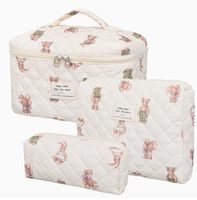 Tas Makeup Bunga Tiga Bagian Kapasitas Besar Tas Penyimpanan Kosmetik Tas Tangan Tas Perjalanan Portabel