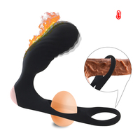 Vibrateur anal à poussée, masseur de prostate, plug anal télécommandé en silicone médical, étanche IPX7, 10 vitesses, chauffant, avec lumière intégrée