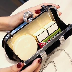 Phụ Nữ Nhung Màu Đen Kim Cương Trang Trí Xách Tay Bữa Ăn Tối Túi Wedding Party Túi Xách Ví Tiệc Ly Hợp Túi Sườn Xám Chuỗi Hasp - Product Image 6