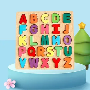 Wooden Children's Number Letter Geometric Shape Board Puzzle Jigsaw Pairing Hand Grab Panel Early Education