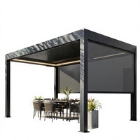 Pergola de jardin moderne imperméable avec toit à lames orientables télécommandées, système bioclimatique en aluminium pour l'ombrage des terrasses arrière-cour