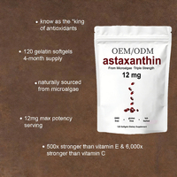 Astaxanthine en gélules molles 12 mg, marque privée, 120 unités, pour l'entretien quotidien du bien-être et l'éclat de la peau, complément nutritionnel