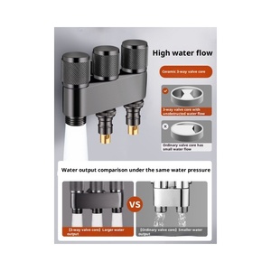 Robinet d'arrêt d'eau mural chromé <span class=keywords><strong>de</strong></span> bonne qualité 1/2 pouce, poignée ronde à demi-tour à 90 degrés, robinet d'angle en laiton pour salle <span class=keywords><strong>de</strong></span> bain à 4 voies - Product Image 3