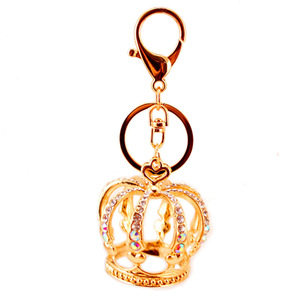 Llavero de corona calada con pedrería, de aleación en tono dorado, con anilla y cierre de mosquetón para decoración de bolsos - Product Image 4
