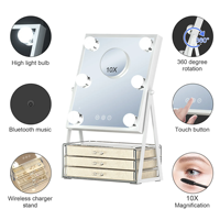 Miroir de maquillage lumineux moderne à une seule face avec boîte de rangement et miroir de table cosmétique personnalisé
