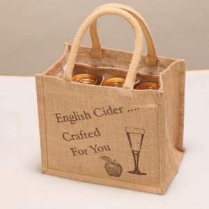 Sac fourre-tout en jute fait à la main avec poignées lavables Capacité de 4 bouteilles pour mariages et fêtes - Product Image 4