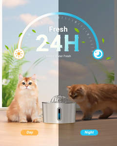 Fontaine à eau pour animaux de compagnie en acier inoxydable, abreuvoir automatique pour chat et chien avec 3 filtres, 3 éponges, niveau d'eau visible pour une utilisation en intérieur - Product Image 4