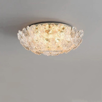 Plafonnier LED en acier et verre de style français, luxe léger européen, en forme de fleur, avec garantie de 3 ans pour chambre à coucher