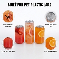 Boîtes en plastique PET OEM avec logo, boîtes PET transparentes pour boissons, boîtes PET avec couvercles en aluminium pour les magasins de boissons