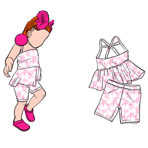 Conjunto de Pantalones Cortos de Ciclismo para Bebé B9 de 3 a 7 Años, OEM/ODM, de Algodón, con Espalda en X, Estampado Personalizado, Gran Venta, Conjunto para Niñas - Product Image 2