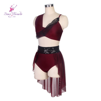 Costume de Ballet et de danse lylique pour filles et femmes, tenue de danse contemporaine bordeaux, ensembles, 19606