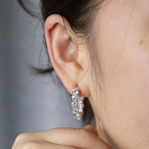 Boucles d'oreilles rondes en diamant or blanc 18 carats Messi Jewelry MSE-959 pour femmes - Product Image 5