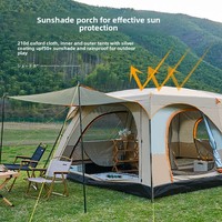Tente de camping extérieure à deux chambres et un salon, double couche, quatre saisons, en tissu Oxford, portable, pliable, protection solaire, équipement de camping en parc