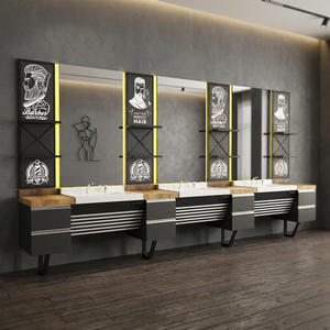 Luxury Modern Real Wood Adjustable Barber <b>Mirror</b> Station Stylish Durable Commercial Salon Furniture Model 316 Barber Furniture - Product Image 3