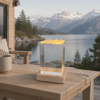 Boîte cadeau 6*6*10cm, cube de cristal 3D gravé au laser, avec base en bois et lumière LED, pour souvenirs
