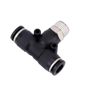 PB T Shape Tee Tube 3-Way Hose Copper Connector Mechanical Pneumatic Quick Fitting Air Pneumatic Fittings