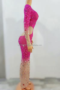 Full Diamond Pearl Cross One Shoulder Dress Host Show Party tappeto rosso Nightclub <span class=keywords><strong>Bar</strong></span>, Performance Stage - Product Image 3