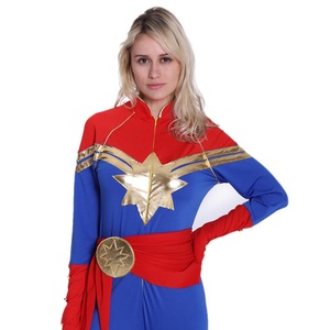 Manqi <b>Captain</b> <b>Marvel</b> Cosplay <b>Costume</b> Women Adult Jumpsuit Polyester Bodysuit TV Movie Character Outfit - Product Image 5