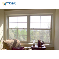 Ventana Corredera Vertical de PVC de Estilo Americano, Eficiente Energéticamente, Ventanas de Vinilo de Una o Dos Hojas con Rejillas