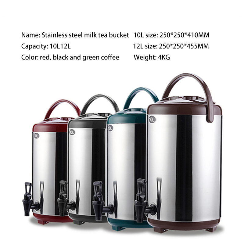 Stainless Steel Milk Tea Thermos Bucket 8L, 10L, 12L Vacuum Flask with  Thermometer for Home, Office & Caf Use